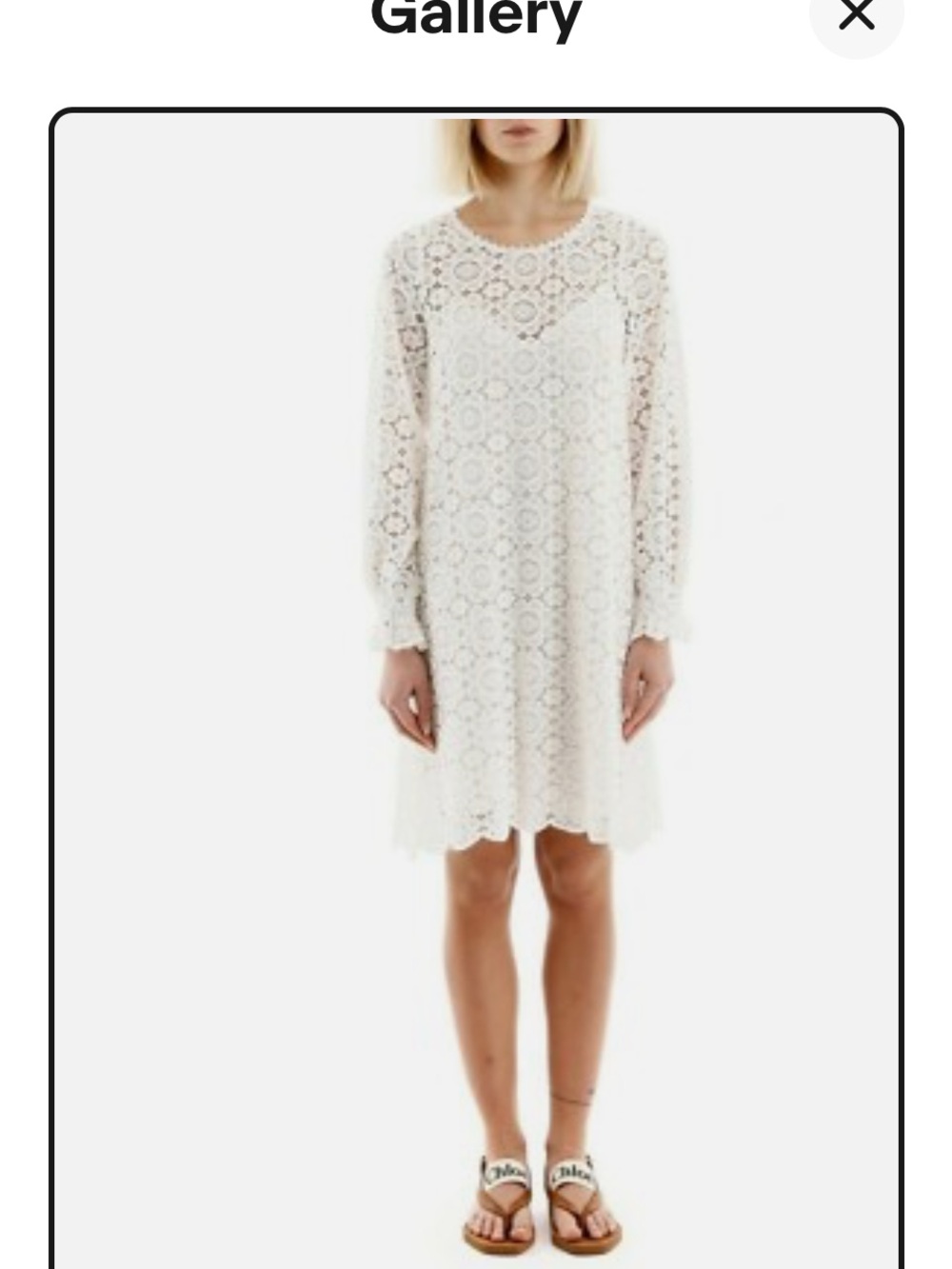 See By Chloe Cream Crochet Lace Long-Sleeve Shift Dress